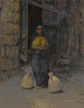 Alphons Leopold Mielich Painting - THE WATER CARRIER Alphons Leopold Mielich Orientalist scenes
